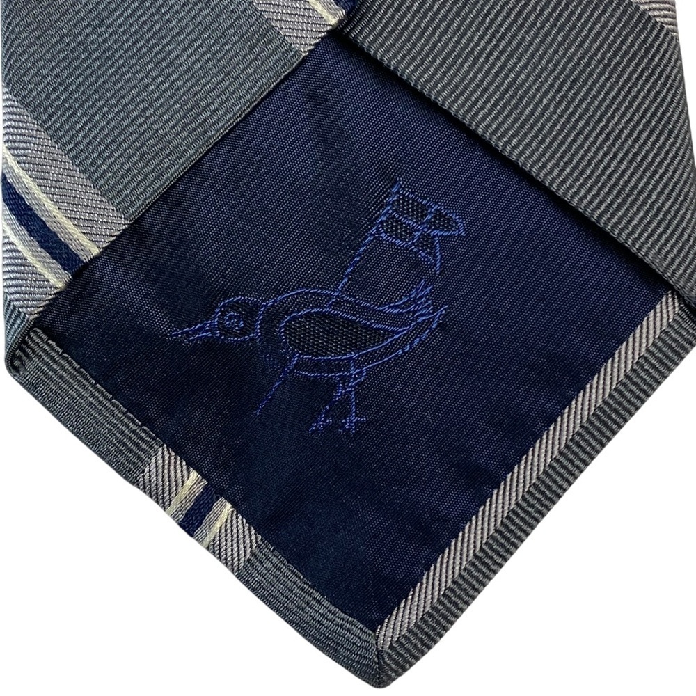 FAÇONNABLE Faconnable Men’s Silk Tie Necktie Diagonal Stripes Gray Blue White - Picture 2 of 6